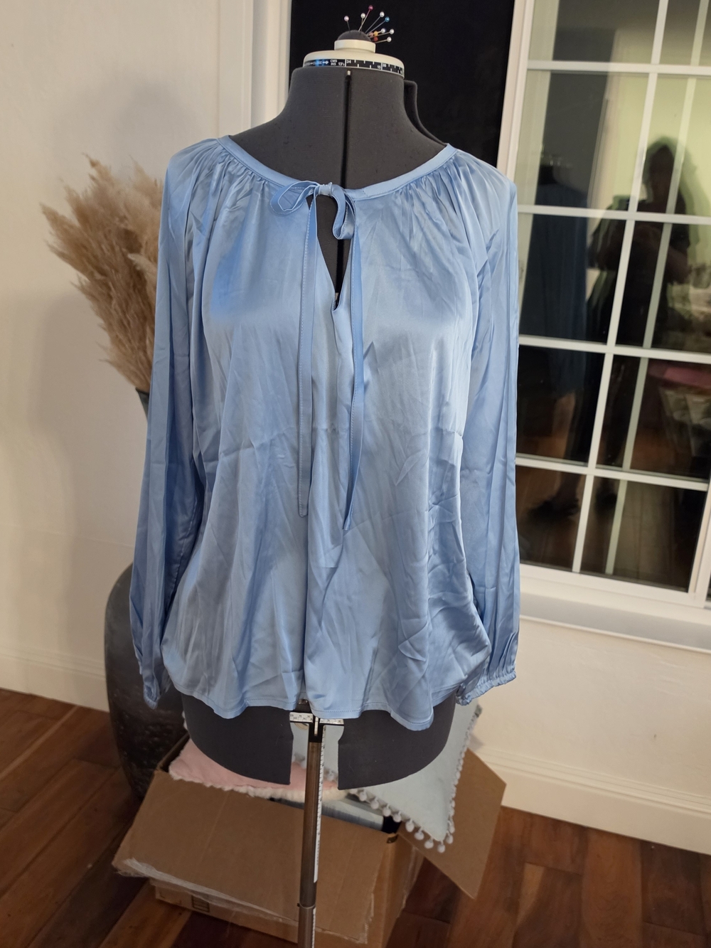 Light Blue Peasant Blouse - Unbranded